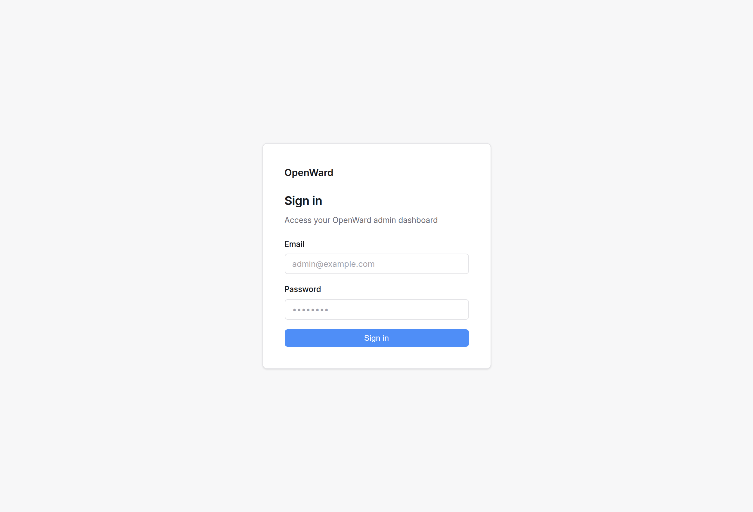 Login page